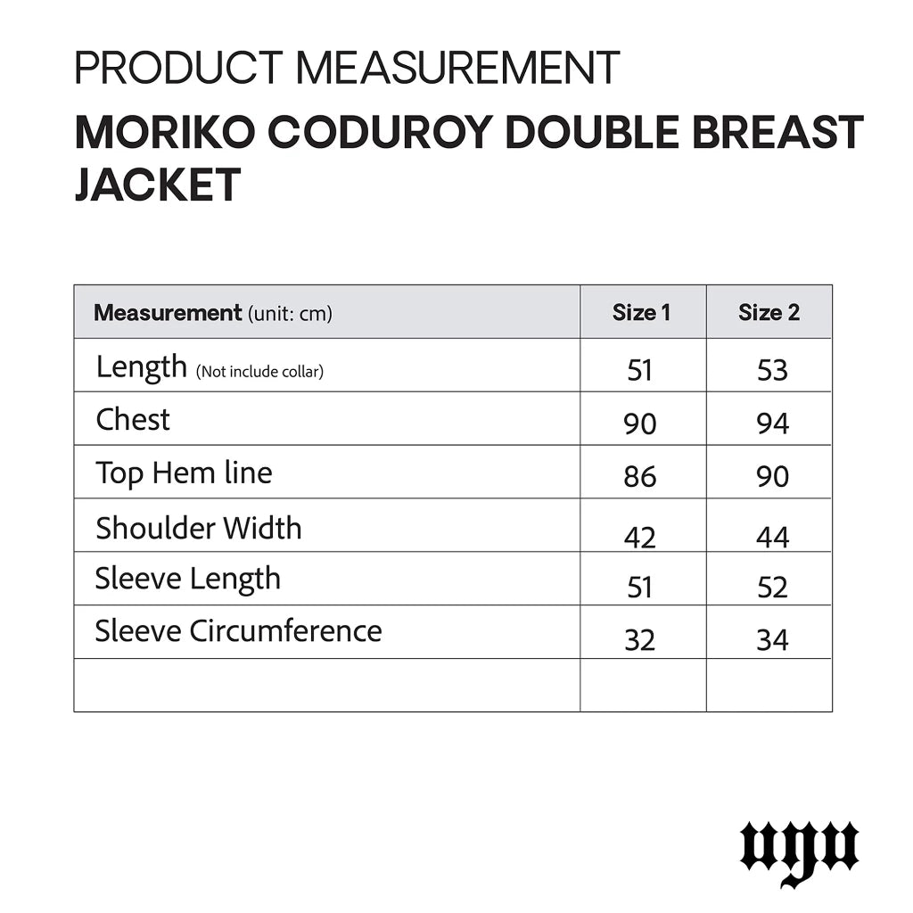 MORIKO CODUROY DOUBLE BREAST JACKET